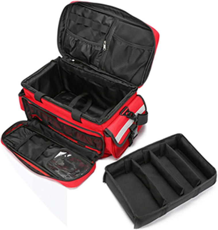 Reflective EMT First Aid Responder Bag, Empty Multi-Compartment Medical Carry Bag with Removable Dividers for Rescue & Household Use