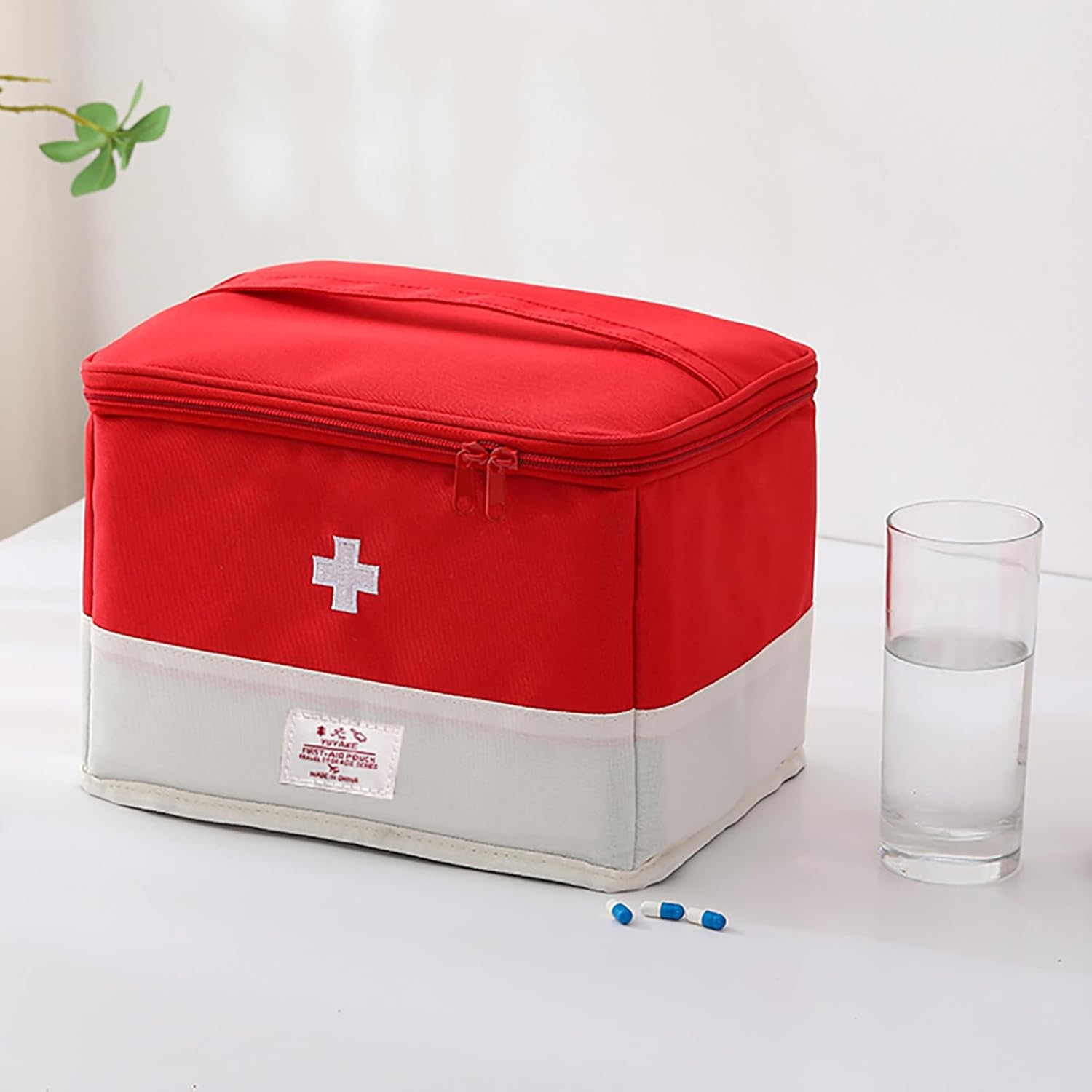 Lockable Family Medication Storage Bag, Large Capacity Empty First Aid Bag with Hand Handle for Household & Travel Use