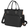 Quilted Multi-Pocket Insulated Lunch Bag, Waterproof Large Capacity Thermal Tote with Detachable Adjustable Shoulder Strap for Office & Daily Picnic