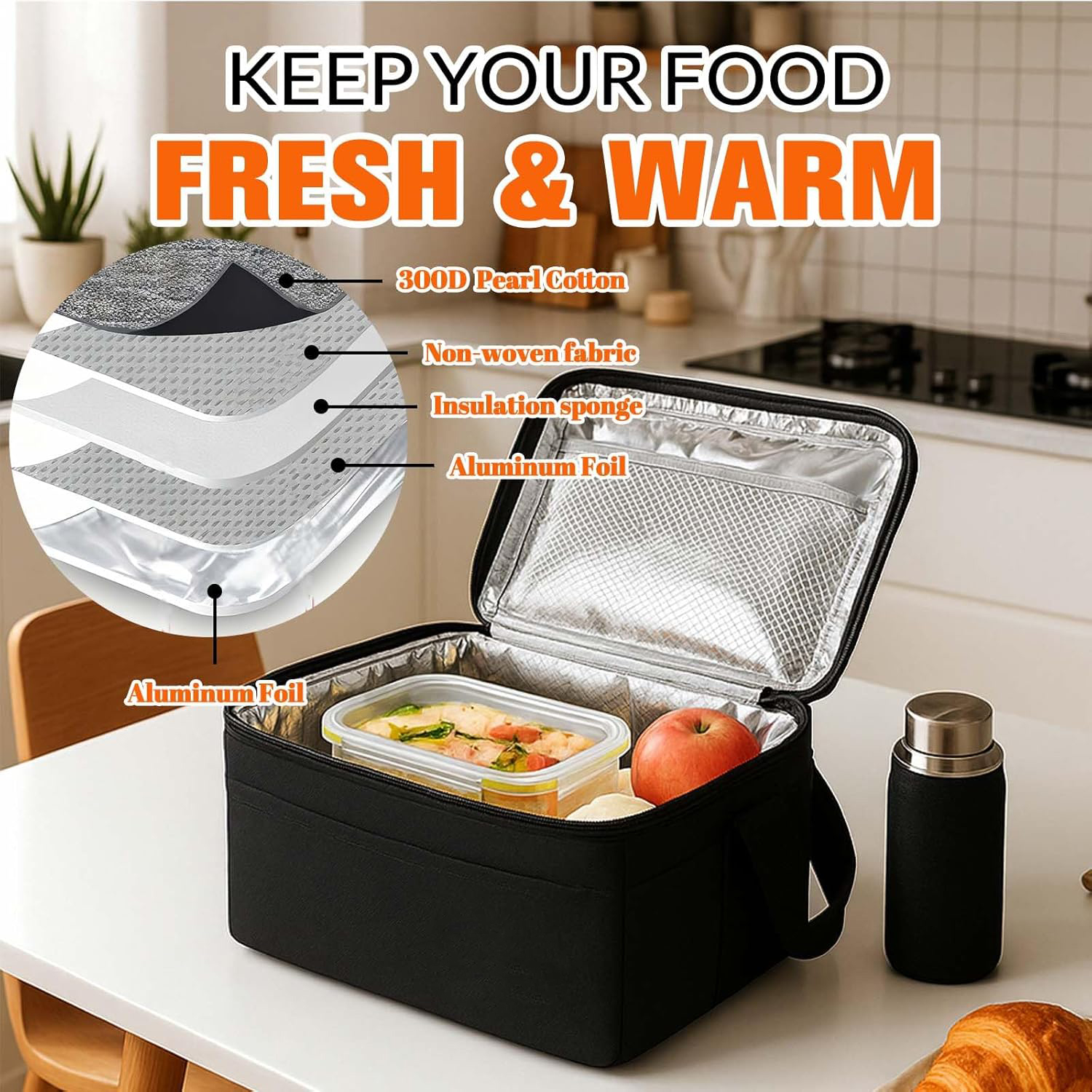 Lunch Bag Insulated Reusable Lunch Box Leakproof Cooler Tote Bag Freezable with Adjustable Shoulder Strap