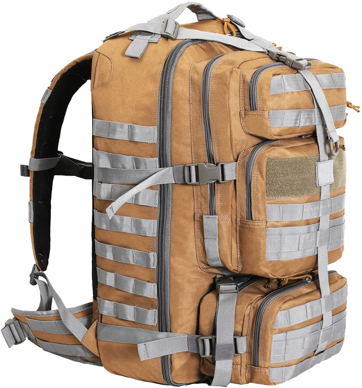 60L Tactical Backpack, Heavy Duty Large Capacity Military Rucksack with MOLLE Webbing, Waterproof Outdoor Backpack for Hiking, Camping, Hunting, Survival & Travel
