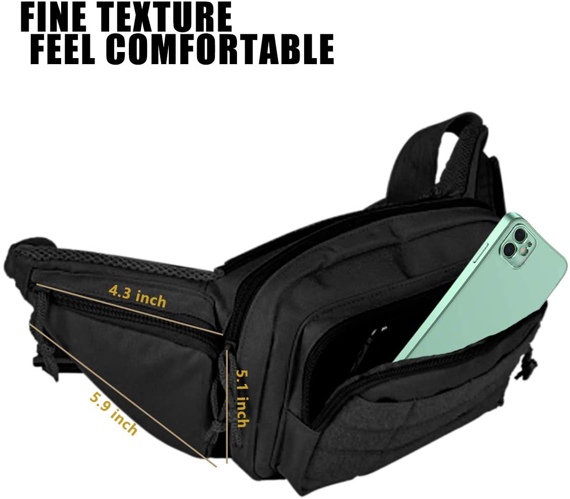 Tactical Concealed Carry Waist Fanny Pack, Handgun Holster Belt Bag with Magazine Slots, Adjustable Waistband Pistol Carry Pouch for Shooting, Hiking, Daily EDC Outdoor Use