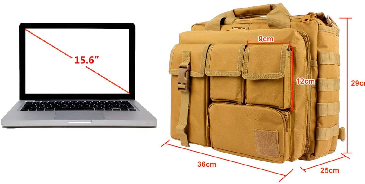 Tactical Laptop Messenger Bag, 15.6 Inch Military Briefcase, MOLLE Shoulder Computer Bag for Office, Shooting Range, Outdoor & Daily Carry