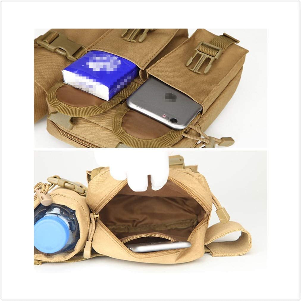 Tactical Utility Waist Bag with Detachable Water Bottle Pouch, Outdoor EDC Hip Fanny Pack, Multi-Pocket Waist Pouch for Hunting, Hiking, Fishing & Daily Use