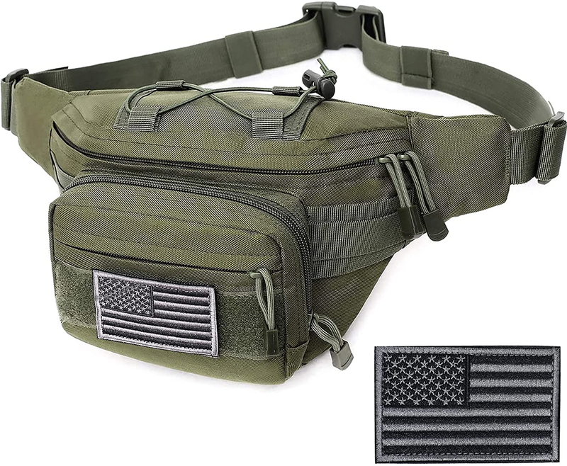 Tactical Fanny Pack for Men, Adjustable Large Waist Bag with MOLLE Webbing, Water Resistant Utility Hip Belt Bag for Hunting Hiking Cycling EDC Daily Carry