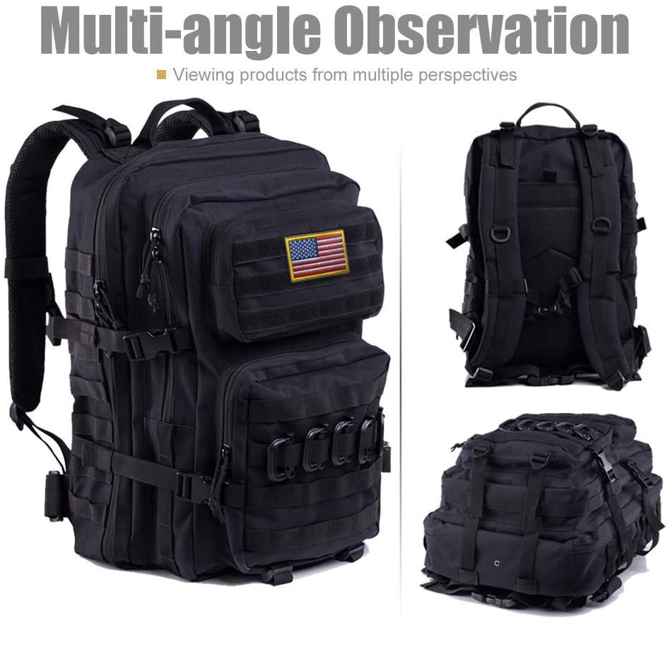 40L Military Tactical Backpack, Large MOLLE Rucksack with Bonus Patches & D-Rings, Water Resistant Daypack for Hiking, Camping, Hunting, Tactical Training & Outdoor Survival