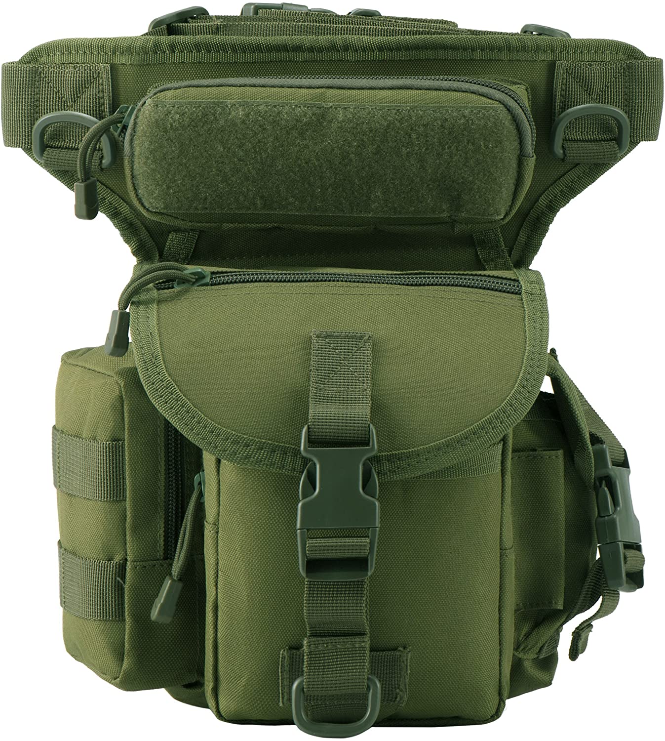 Tactical Drop Leg Pouch, Multi-Pocket Utility Thigh Bag with Adjustable Waist Belt, MOLLE EDC Leg Pack for Hunting, Fishing, Motorcycle, Outdoor Adventures