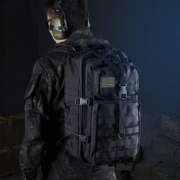 42L Tactical Military Backpack, Waterproof Molle Assault Rucksack with Free Bonus Patches, Carabiners, Waist Bag & Water Bottle Pouch for Outdoor Hunting Camping Hiking