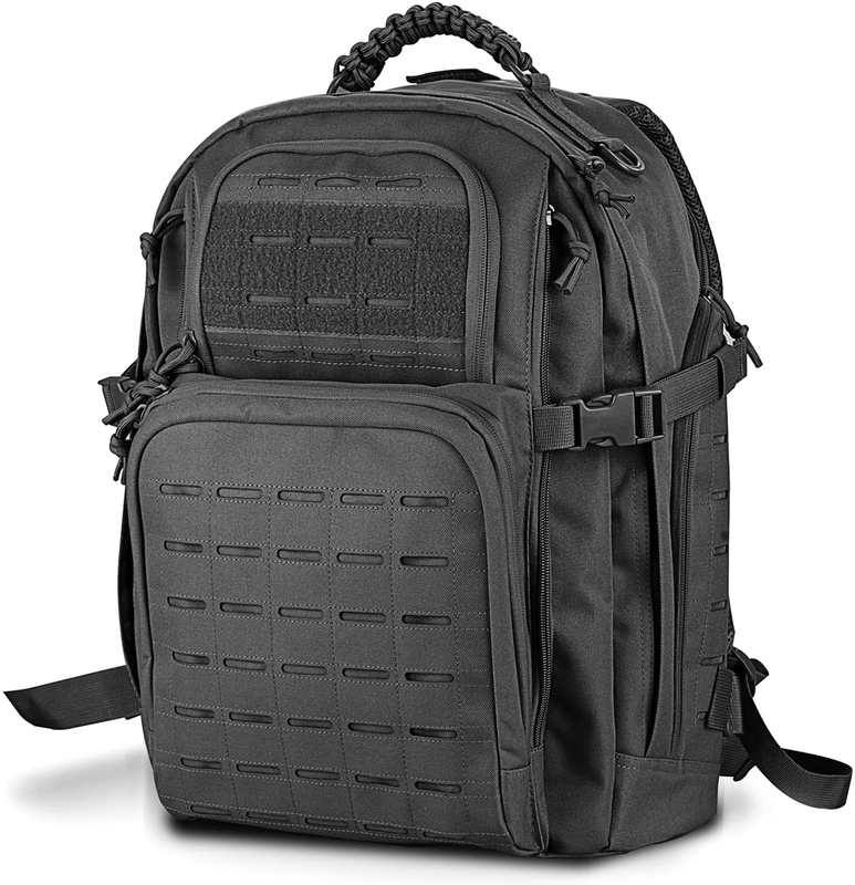 42L Tactical Backpack Laser Cut Molle System, 600D Oxford Military Rucksack with Braided Top Handle & Free USA Flag Patch for Outdoor Hunting Camping