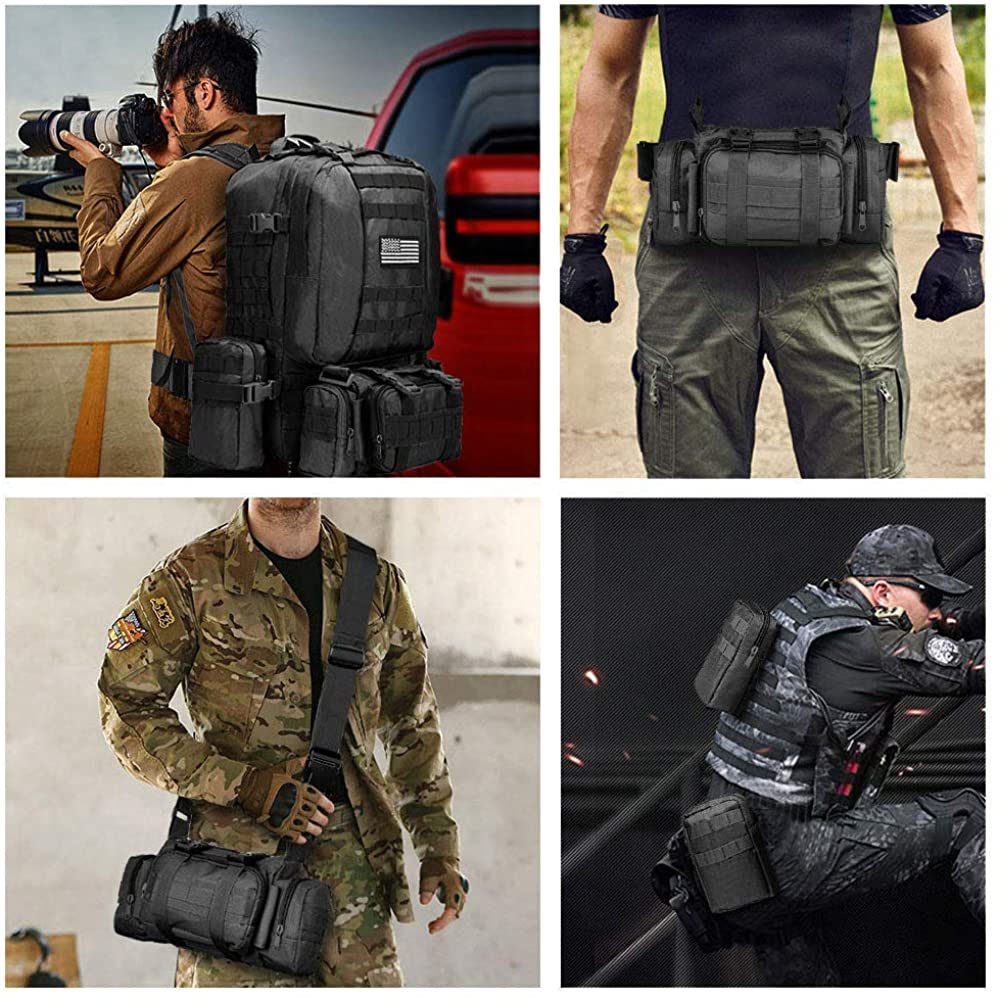 45L Hydration Compatible Tactical Backpack, Water Resistant Molle Military Rucksack for Hiking Hunting Travel
