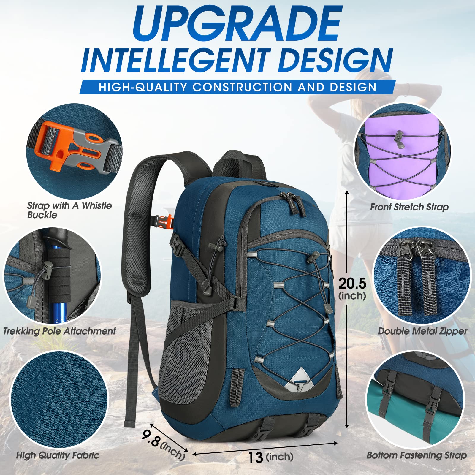 Hiking Backpack 40L Packable Lightweight Camping Backpack Men Women