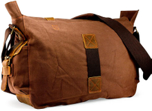 Vintage Waxed Canvas Messenger Bag with Genuine Leather Trim, 17 Inch Retro Crossbody Shoulder Bag, Multi-Purpose Camera & Laptop Satchel for Travel, Photography & Daily Use