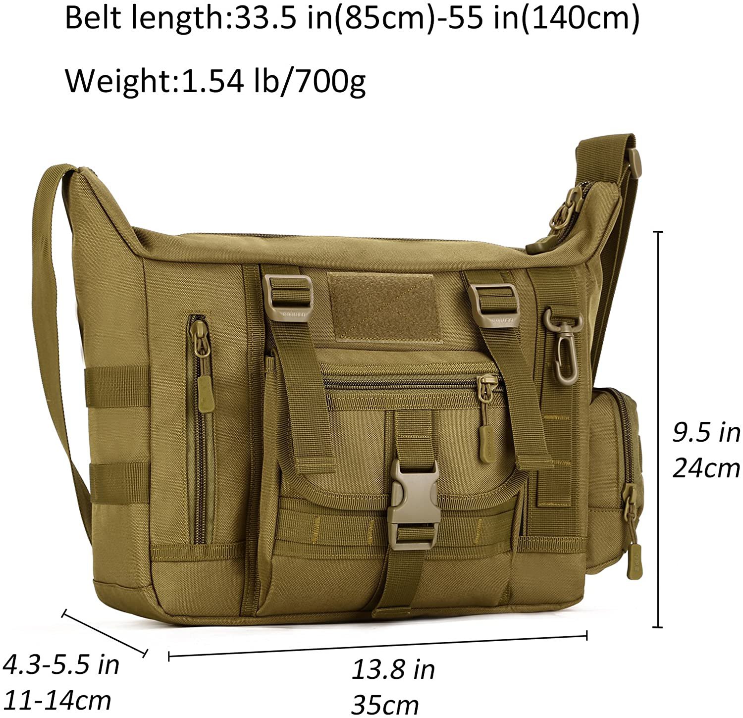 Tactical Messenger Bag, Military Crossbody Shoulder Pack, MOLLE EDC Satchel Bag for Travel, Work, Shooting Range & Outdoor Daily Carry