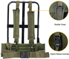 Vintage Olive Military Canvas Rucksack, Large Capacity External Frame Backpack with 3 Detachable Utility Pouches