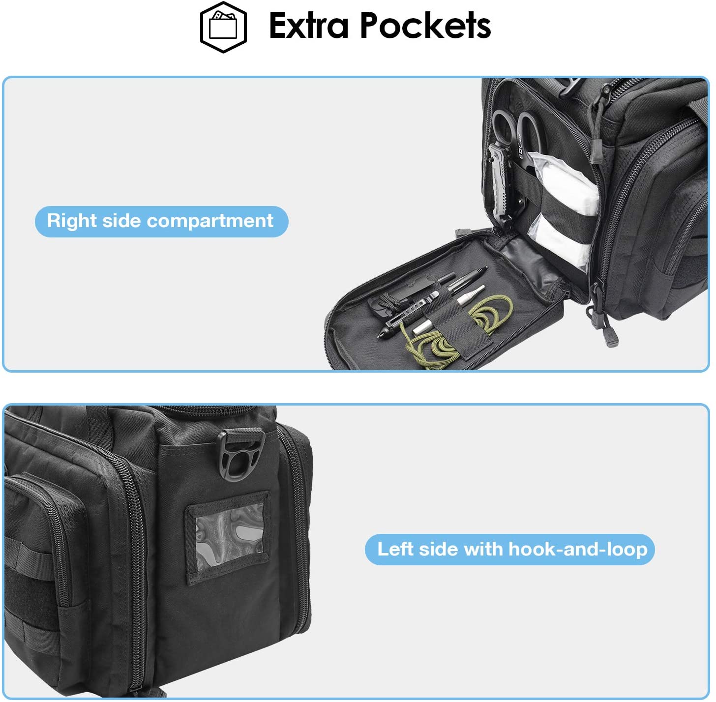 600D Oxford Tactical Gun Range Bag, Waterproof Dustproof Shooting Duffle Handbag with Anti-Skid Base, Multi-Pocket Pistol Carry Case for Shooting Range Hunting Storage