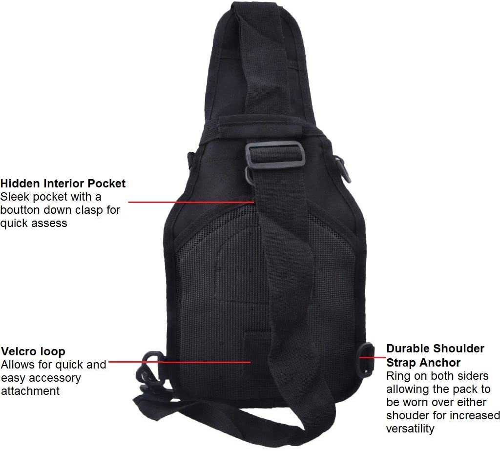 Compact Tactical Sling Bag for Men, Lightweight MOLLE Crossbody Chest Backpack, Water Resistant EDC Shoulder Bag with D-Rings for Shooting Hiking Fishing Camping Daily Carry