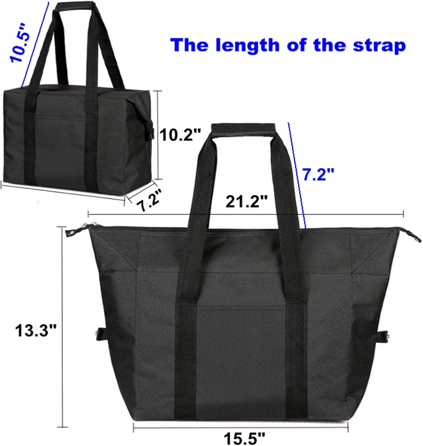 3-Layer Insulated Large Cooler Tote Bag, Waterproof Aluminum Foil Thermal Carrier with Sturdy Long Handles for Groceries, Picnic & Beach