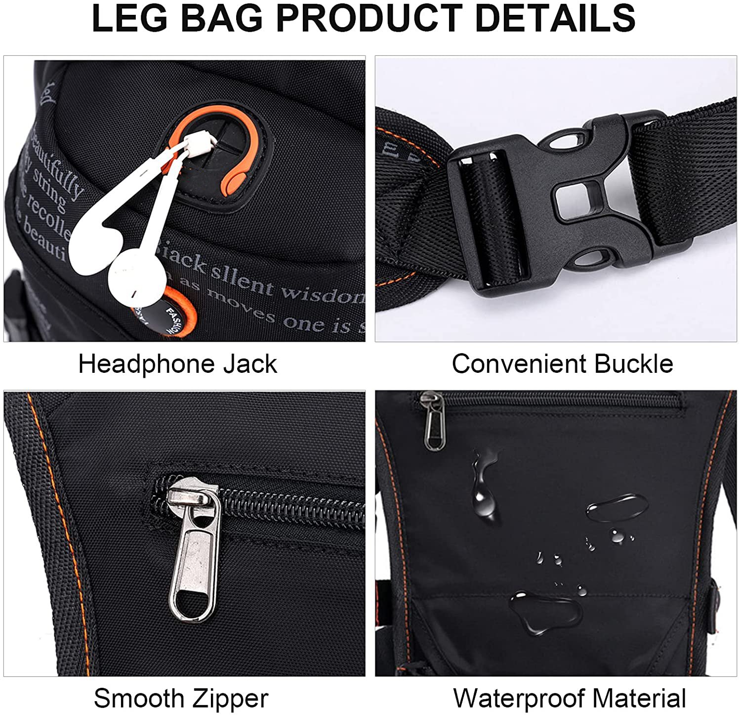 Multi-Purpose Tactical Thigh Bag, Adjustable Drop Leg Hip Pack, Lightweight Crossbody Waist Pack for Outdoor Hiking, Cycling, Motorcycle, Camping & Daily EDC