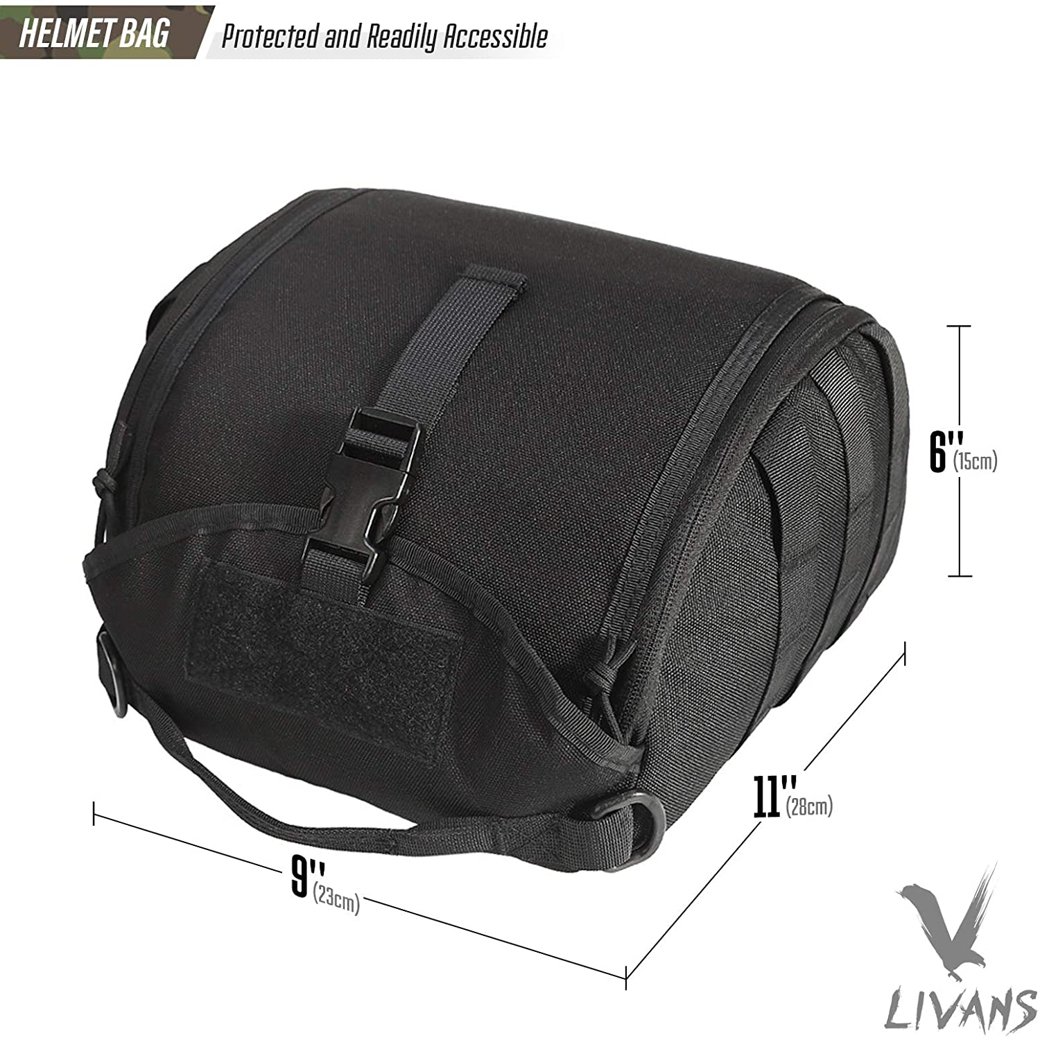 Tactical Helmet Bag, Protective Helmet Carry Case with Hook-and-Loop Panel & MOLLE Webbing, Portable Helmet Transport Pouch for Airsoft, Paintball, Outdoor Tactical Gear