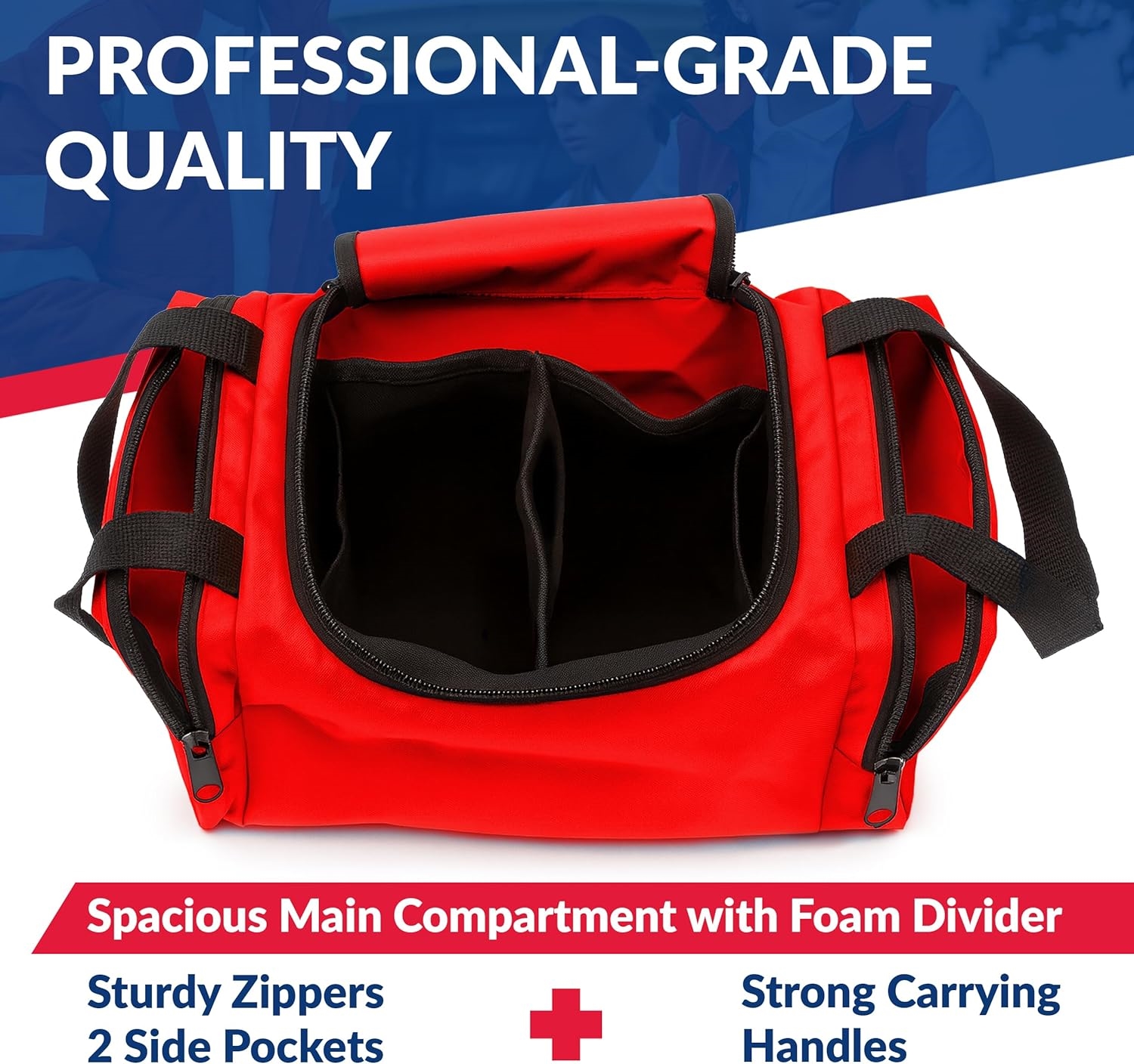 Compact Water Resistant First Responder Medical Bag, Multi Pocket Quick Access Empty EMT Trauma Organizer for Emergency Use