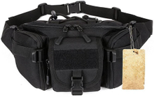 Tactical Fanny Pack, Multi-Pocket Waterproof Waist Bag with Hook-and-Loop Panel, Adjustable Hip Belt Bag for Hiking, Cycling, Camping, Daily EDC & Outdoor Activities