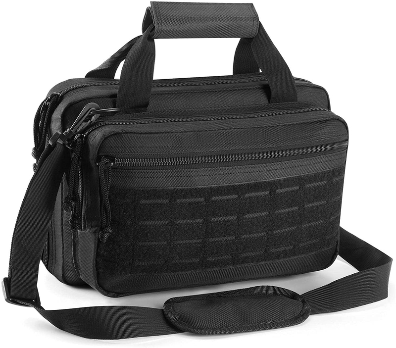 Tactical Pistol Range Bag, Multi-Purpose Shooting Gear Carry Bag with MOLLE Panel