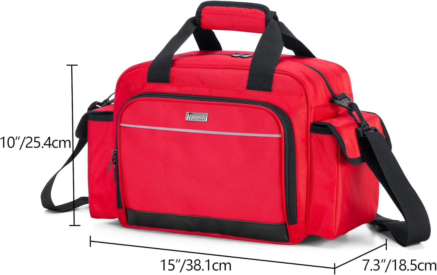 Reflective EMT Medical Carry Bag, Multi-Pocket Empty Nurse First Aid Organizer for Home Visits & Clinic Use