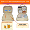Compact Quilted Pill Bottle Travel Bag, Water Resistant Portable Medication Organizer with Multi Mesh Storage Pockets