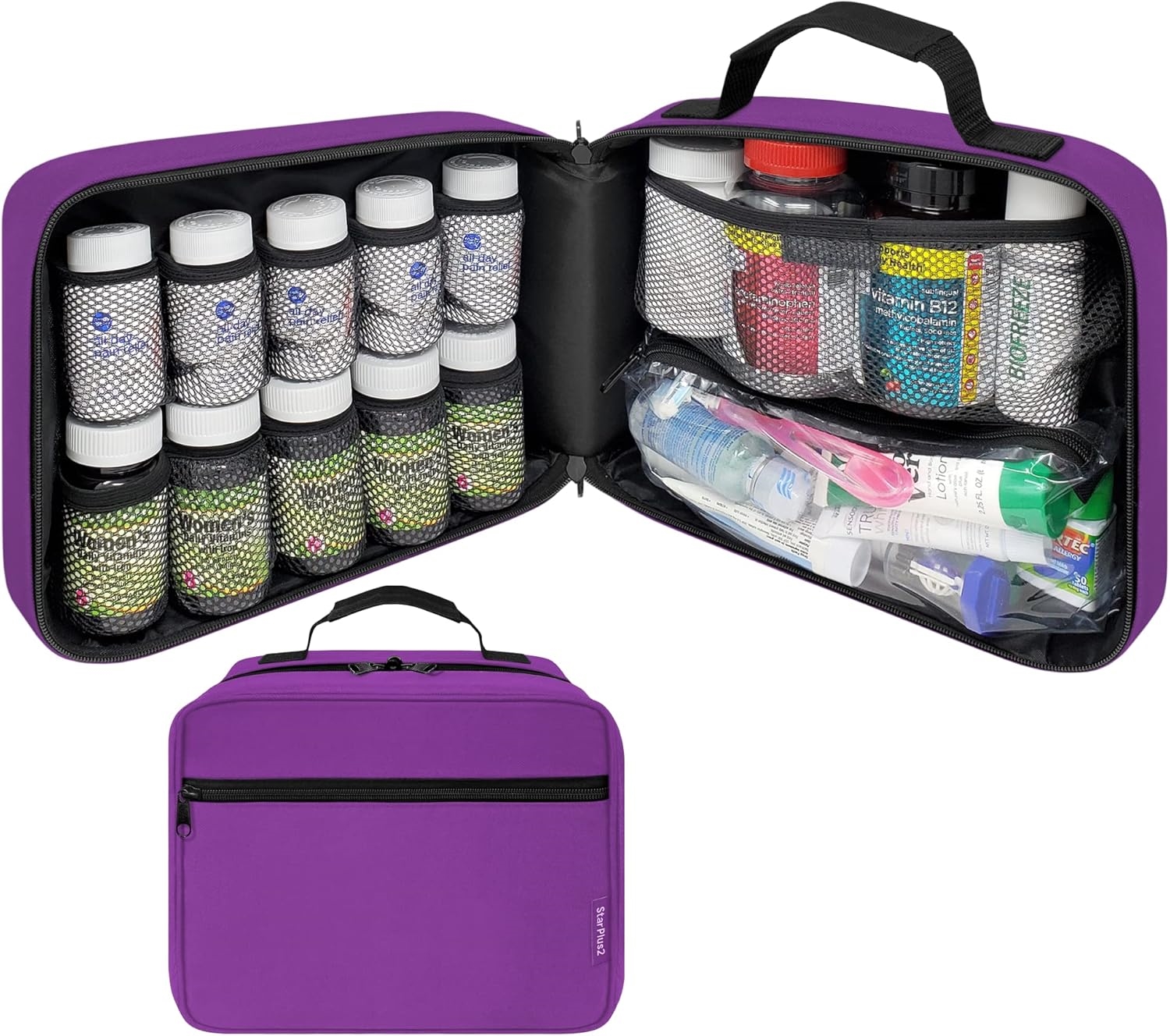 11 Inch Waterproof Medicine Carry Bag, Shockproof Mesh Pocket Travel Pill Organizer for Daily & Outdoor Emergency Use
